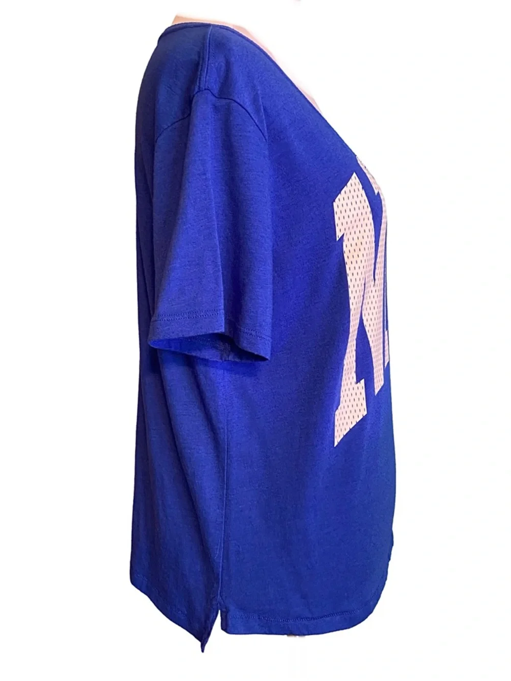 Nike Cropped Big Logo Retro Tee Cobalt Blue Mesh Graphic Oversized S